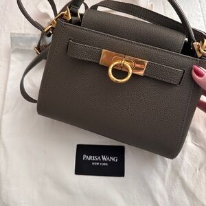 Gray Leather Handbag